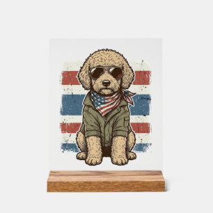 Señal Acrílica Camiseta de diseño de perro garabato patriótico vi