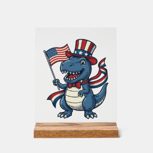 Señal Acrílica Camiseta de diseño vectorial vintage de dinosaurio