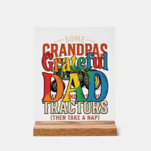 Señal Acrílica Camiseta de dormir de granja vintage Tractor Abuel