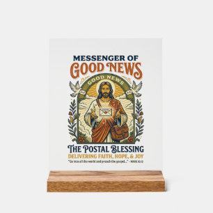 Señal Acrílica Camiseta de entrega de trabajador postal de Jesús