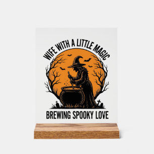 Señal Acrílica Camiseta de esposa de Halloween Bruja vintage Cald