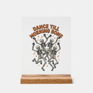Señal Acrílica Camiseta de esqueleto bailando vintage hueso diver