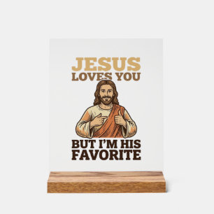 Señal Acrílica Camiseta De Fe Divertida Antigüa Jesús Te Ama Dise