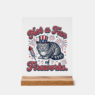 Señal Acrílica Camiseta de gato asustado que no es fanático de lo
