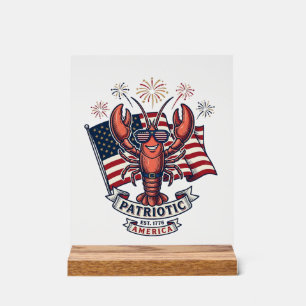 Señal Acrílica Camiseta de grabado vintage de bandera de langosta