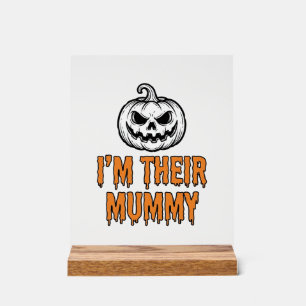 Señal Acrílica Camiseta de grabado vintage de calabaza momia de H
