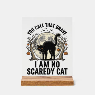 Señal Acrílica Camiseta de grabado vintage de gato asustado de Ha