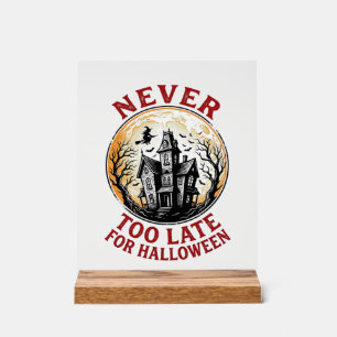 Señal Acrílica Camiseta de grabado vintage de Halloween de casa e