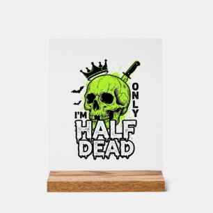 Señal Acrílica Camiseta de grabado vintage de Halloween de cráneo
