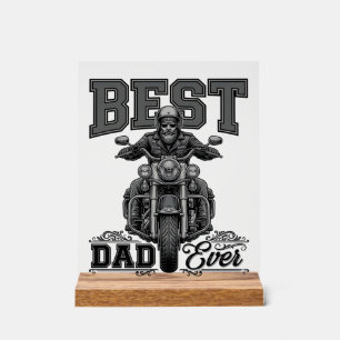 Señal Acrílica Camiseta de grabado vintage de motociclista el mej