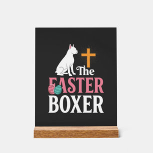 Señal Acrílica Camiseta de grabado vintage de perro boxeador de P