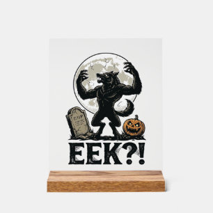Señal Acrílica Camiseta de hombre lobo de Halloween Grabado vinta