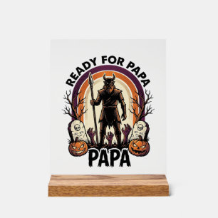 Señal Acrílica Camiseta de Papá de Halloween Vintage Cementerio A
