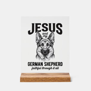 Señal Acrílica Camiseta de Pastor Alemán de Fe para Amigo Cristia