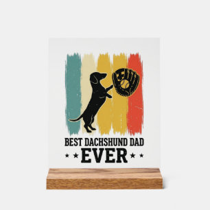 Señal Acrílica Camiseta de perro de béisbol vintage del mejor pap