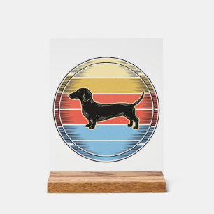 Señal Acrílica Camiseta de perro de diseño vintage dachshund pues