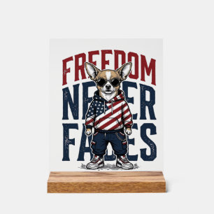 Señal Acrílica Camiseta de perro vintage de libertad Chihuahua pa