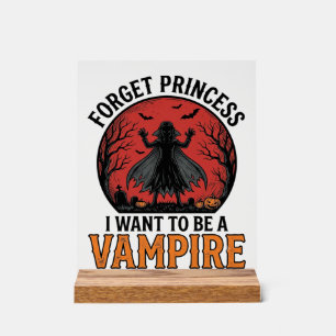 Señal Acrílica Camiseta de Princesa Vampiro Espeluznante Retro Di