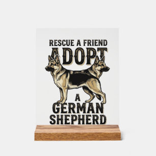 Señal Acrílica Camiseta de rescate de perro vintage de adopción d