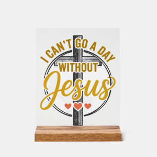 Señal Acrílica Camiseta de tipografía cristiana de la cruz de Jes