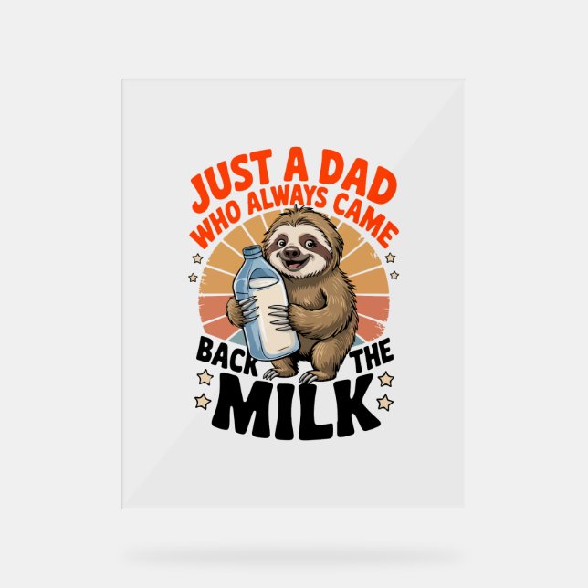 Señal Acrílica camiseta del día del padre con pereza (Anverso)