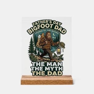 Señal Acrílica Camiseta Día del Padre Bigfoot Papá Fuerte Silenci