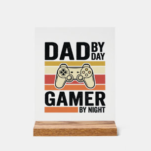 Señal Acrílica Camiseta diseño controlador vintage para papá game