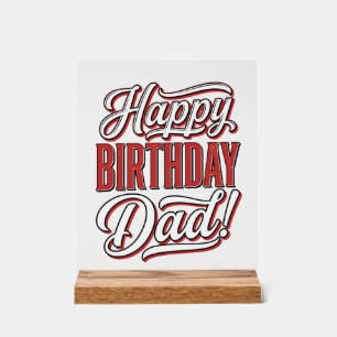 Señal Acrílica Camiseta Diseño Tipografía Vintage Feliz Cumpleaño
