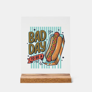 Señal Acrílica Camiseta Diseño Vector Retro Hot Dog Mal Día_1