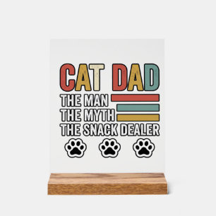 Señal Acrílica Camiseta Diseño Vintage Divertido Padre Gato Vende