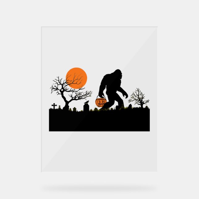 Señal Acrílica Camiseta divertida Sasquatch Bigfoot Halloween (Anverso)