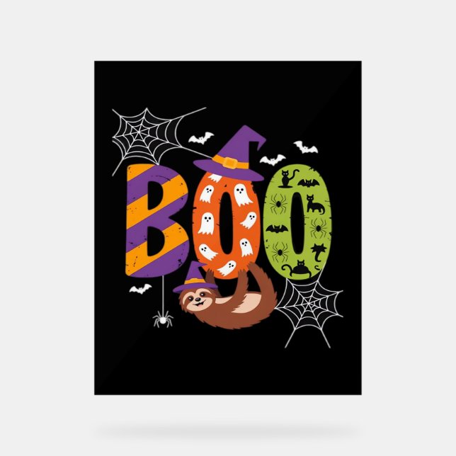 Señal Acrílica Camiseta esencial de Halloween Sloth Boo Lazy (Anverso)