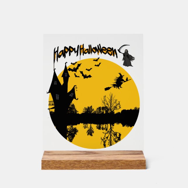 Señal Acrílica camiseta feliz halloween (Anverso)