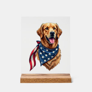 Señal Acrílica Camiseta grabada vintage de Golden Retriever Ameri