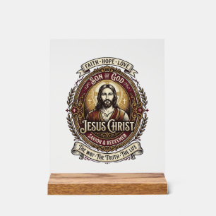 Señal Acrílica Camiseta Gráfica de Antigüedades Jesús Arte Cristi