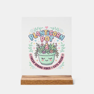 Señal Acrílica Camiseta gráfica de diseño gráfico de maceta Plant