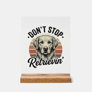 Señal Acrílica Camiseta Gráfica de Grabado Vintage de Perro Retri