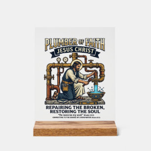 Señal Acrílica Camiseta Gráfica de Jesús Fontanero Arte Cristiano
