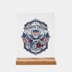 Señal Acrílica Camiseta gráfica vectorial de florista patriota_1