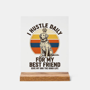 Señal Acrílica Camiseta para Amantes de Perros Grabado Vintage Tr