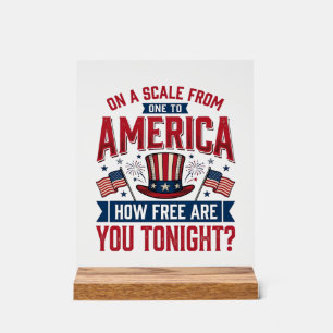 Señal Acrílica Camiseta Patriótica América Qué Tan Libre Eres Est