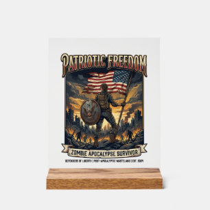 Señal Acrílica Camiseta Patriótica de Hierro Superviviente Apocal
