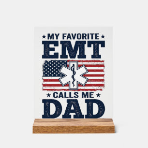 Señal Acrílica Camiseta Patriótica Vintage Mi EMT Favorito Me Lla