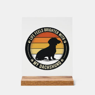 Señal Acrílica Camiseta puesta de sol Dachshund Diseño vintage am
