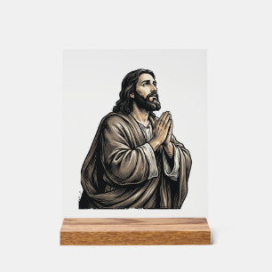 Señal Acrílica Camiseta religiosa de hombre orando con grabado vi