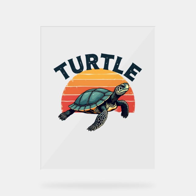 Señal Acrílica Camiseta Retro Turtle (Anverso)