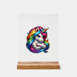 Señal Acrílica Camiseta sin mangas de unicornio con crin de arcoí