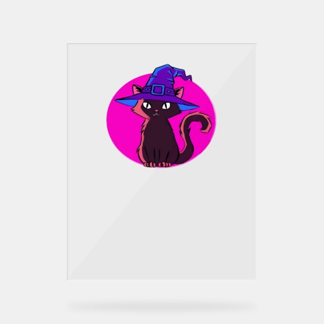 Señal Acrílica Camiseta sobredimensionada para gatos de Halloween (Anverso)