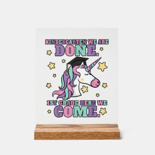 Señal Acrílica Camiseta Unicornio Mágico Graduación Kinder Niña