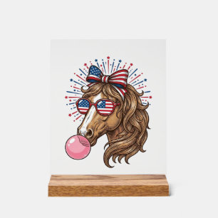 Señal Acrílica Camiseta Vector Vintage Goma de Burbuja Caballo Pa